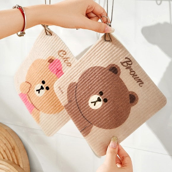 LINE FRIENDS - 木漿棉吸水洗碗抹布 Wood Pulp Cotton Absorbent Rag Dish Cloth <LINE_0036>