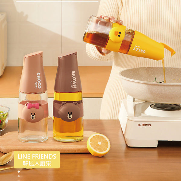 LINE FRIENDS - 自動開合 玻璃油壺 Automatic Opening & Closing Glass Oiler 500ml <Line_0001>