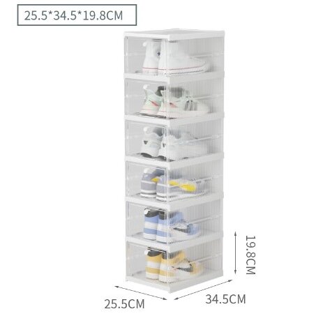 [6格] 易收藏 可摺疊式 防塵 透明 鞋收納盒 鞋架 鞋櫃 [6 Boxes] Easy Collect Foldable Dustproof Transparent Shoes Storage