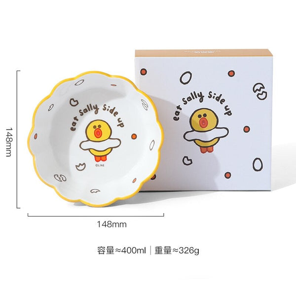 LINE FRIENDS - 莎莉 小雞 陶瓷 氣炸鍋專用碗 甜品碗 蒸蛋碗 400ml 微波爐 焗爐 氣炸鍋 Sally Chicken Ceramic Air Fryer Special Bowl