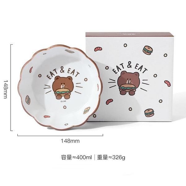 LINE FRIENDS - 熊大 布朗熊 陶瓷 氣炸鍋專用碗 400ml Brown Bear Ceramic Air Fryer Special Bowl 400m