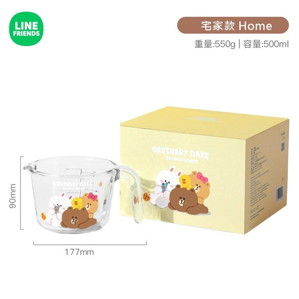 LINE FRIENDS - [宅家款] 熊大 可妮 莎莉 带刻度 玻璃量杯 500ml Brown Cony Sally Glass Measuring Cup with Scale