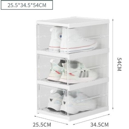 [3格] 易收藏 可摺疊式 防塵 透明 鞋收納盒 鞋架 鞋櫃 [3 Boxes] Easy Collect Foldable Dustproof Transparent Shoes Storage