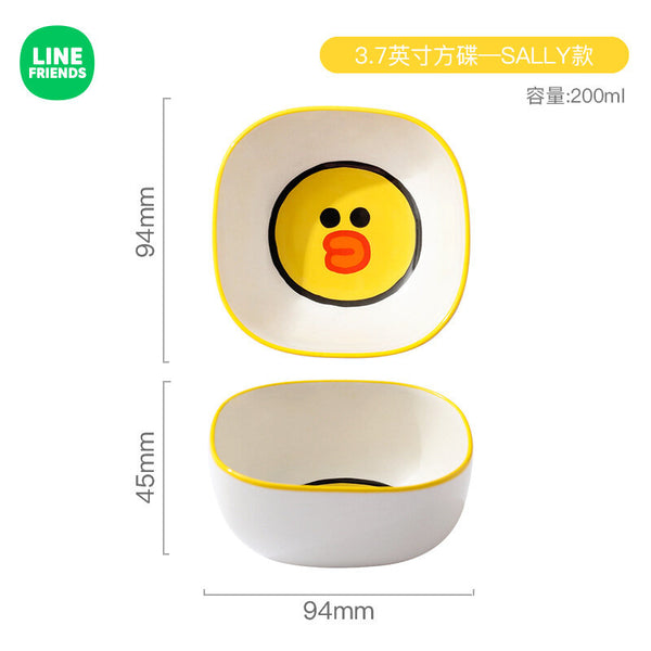 LINE FRIENDS - [正版] 莎莉 小雞 陶瓷 94mm方形碗 Sally Chicken Ceramic 94mm Square Dish